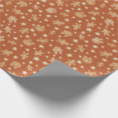 赤のクリスマスジンジャーブレッド ラッピングペーパー (角)