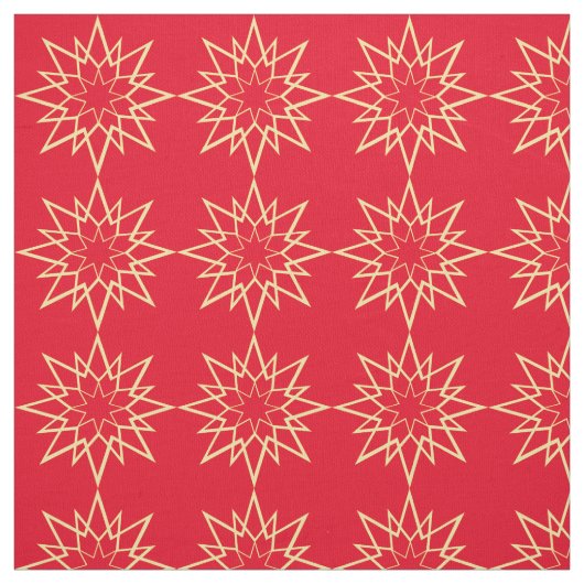 赤のクリスマススターパターン ファブリック (見本)