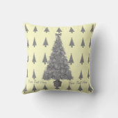 赤のクリスマスツリーの装飾は金ゴールドの鐘を曲げます クッション (裏面)