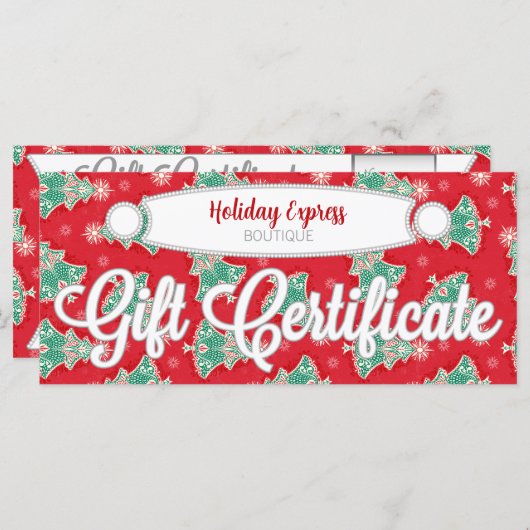 赤のクリスマスツリー – カスタムギフト券 (正面/裏面)