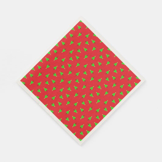 赤のクリスマスツリー スタンダードランチョンナプキン (角)