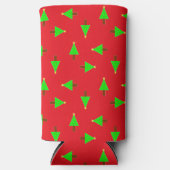 赤のクリスマスツリー スリム缶クーラー (正面)