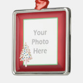 赤のクリスマスツリー（フォトフレーム） メタルオーナメント (左)