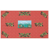 赤のクリスマストレイン テーブルクロス (正面(横))