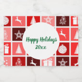 赤のクリスマスパターン スパークリングワインラベル (シングルラベル)