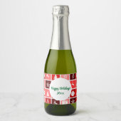 赤のクリスマスパターン スパークリングワインラベル (正面)