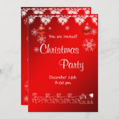 赤のクリスマスパーティの招待状 招待状 (正面/裏面)