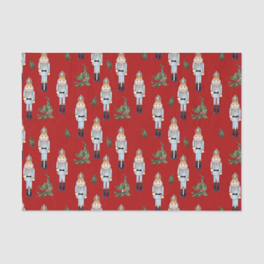 赤のクリスマスブルーナツクラッカー 薄葉紙 (正面)