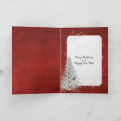 赤のクリスマス引用文と軽い文字列 カード (内部)