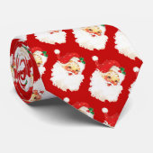 赤のクリスマス サンタクロース パターン ネクタイ (ロール)