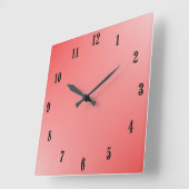 赤のグラデーション スクエア壁時計 (傾斜)