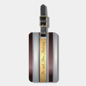 赤のグレーのストライプ ラゲッジタグ (正面縦)