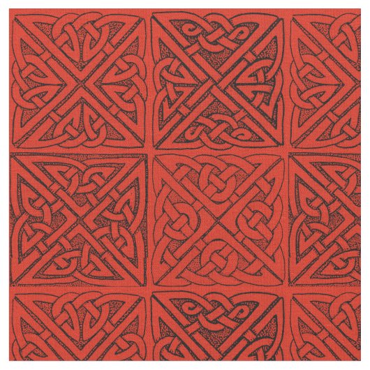 赤のケルト結び目模様 ファブリック (クローズアップ)