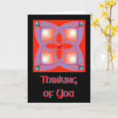 赤のケルト色のハートのフラク考えるタルパターン カード (黄色い花)