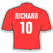 赤のサッカーシャツデザイン。 シール (正面)