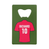 赤のサッカーシャツ クレジットカード栓抜き (裏面)