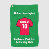 赤のサッカーシャツ ゴルフタオル (正面)