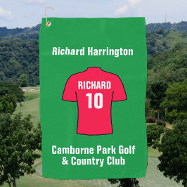 赤のサッカーシャツ ゴルフタオル