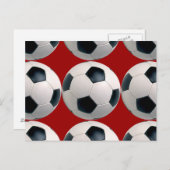 赤のサッカーボールパターン ポストカード (正面/裏面)