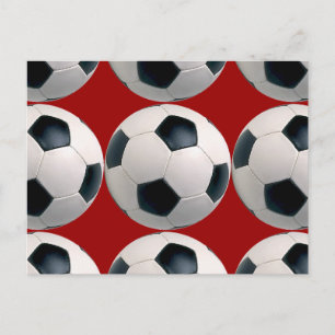 赤のサッカーボールパターン ポストカード