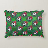 赤のサッカーボールリースパターン アクセントクッション (正面)