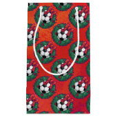 赤のサッカーボールリースパターン スモールペーパーバッグ (正面)