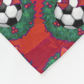 赤のサッカーボールリースパターン フリースブランケット (角)
