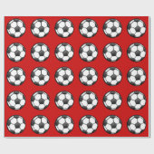 赤のサッカーボール ラッピングペーパー (フラット)