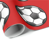 赤のサッカーボール ラッピングペーパー (ロールコーナー)