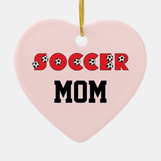 赤のサッカー セラミックオーナメント (正面)