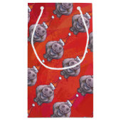 赤のサンタの帽子パターンのかわいいカバ スモールペーパーバッグ (裏面)