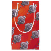 赤のサンタの帽子パターンのかわいいカバ スモールペーパーバッグ (正面)