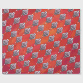 赤のサンタの帽子パターンのかわいいカバ ラッピングペーパー (フラット)