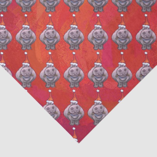 赤のサンタの帽子パターンのかわいいカバ 薄葉紙 (詳細)