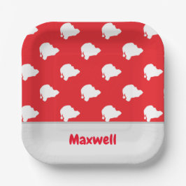 赤のサンタクロースのシルエットパターン ペーパープレート