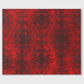 赤のシェードの黒のスクロールデザイン ラッピングペーパー (フラット)