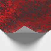 赤のシェードの黒のスクロールデザイン ラッピングペーパー (角)