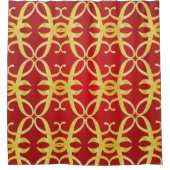 赤のシックな抽象芸術フェイク金ゴールドパターン シャワーカーテン (正面)