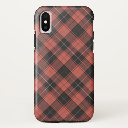 赤のシンプルなタータンチェック柄 Case-Mate iPhoneケース (裏面)