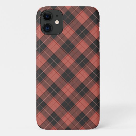 赤のシンプルなタータン柄 Case-Mate iPhoneケース (裏面)