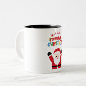 赤のシンプルなメリークリスマス ツートーンマグカップ (正面左)