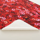 赤のシークインパターン シェルパブランケット (3/4)