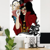 赤のスチームパンク ポスター (ホームオフィス)