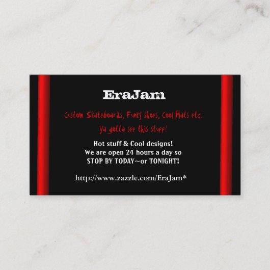 赤のストライブ柄とのカスタムな名刺の黒 名刺 (正面)