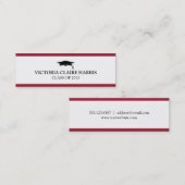 赤のストライブ柄のボーダー卒業の帽子の名刺 コーリングカード (正面/裏面)