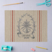 赤のストライプが付いている穀物袋 薄葉紙 (クラフト)