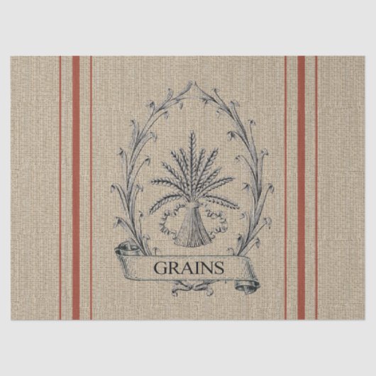 赤のストライプが付いている穀物袋 薄葉紙 (正面)