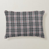 赤のストライプとの灰色のピクセル格子縞 アクセントクッション (正面)