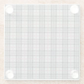 赤のストライプとの灰色のピクセル格子縞 ガラスコースター (裏面)