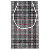 赤のストライプとの灰色のピクセル格子縞 スモールペーパーバッグ (裏面)